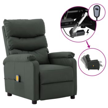 Električna masažna fotelja od umjetne kože siva