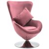 Okretna jajolika stolica s jastukom ružičasta baršunasta