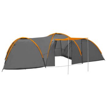 Šator za kampiranje 650x240x190 cm za 8 osoba sivo-narančasti