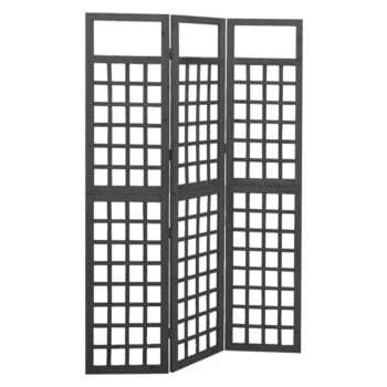 Sobna pregrada / rešetka s 3 panela od jelovine 121x180 cm crna