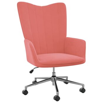 Stolica za opuštanje ružičasta baršunasta