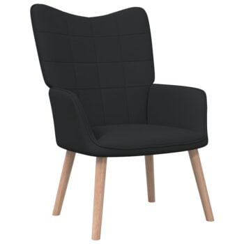 Stolica za opuštanje s osloncem za noge crna od tkanine