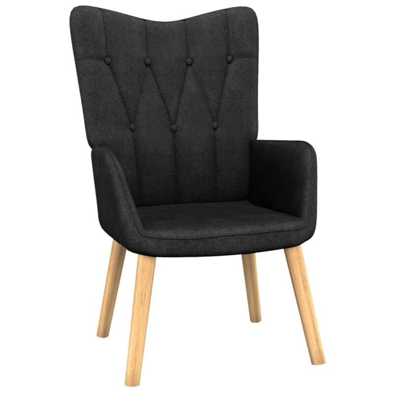 Stolica za opuštanje s osloncem za noge crna od tkanine