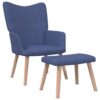 Stolica za opuštanje s osloncem za noge plava od tkanine