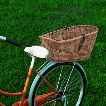 Stražnja košara za bicikl s pokrovom 55x31x36 cm prirodna vrba