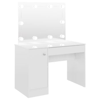 Stolić za šminkanje LED 110 x 55 x 145 cm MDF sjajni bijeli