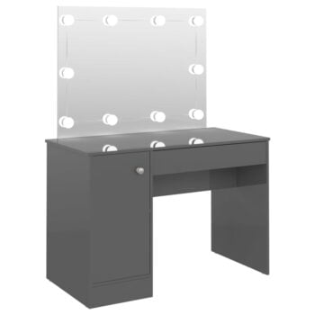 Stolić za šminkanje LED 110 x 55 x 145 cm MDF sjajni sivi