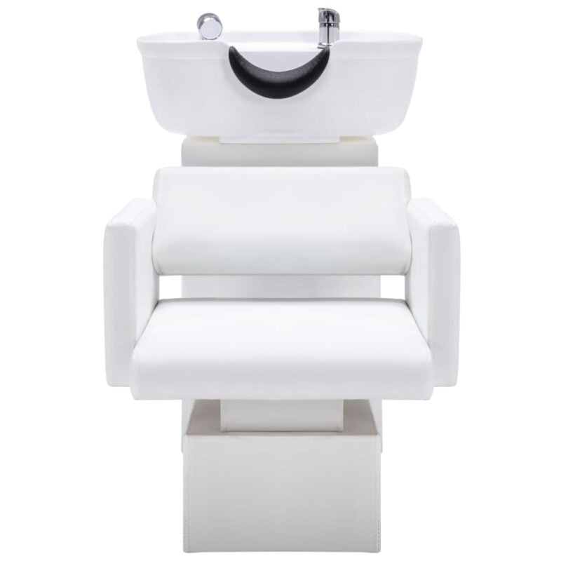 Stolica s umivaonikom bijela 129 x 59 x 82 cm od umjetne kože