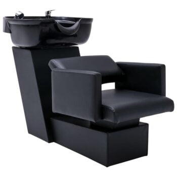 Stolica s umivaonikom crna 129 x 59 x 82 cm od umjetne kože