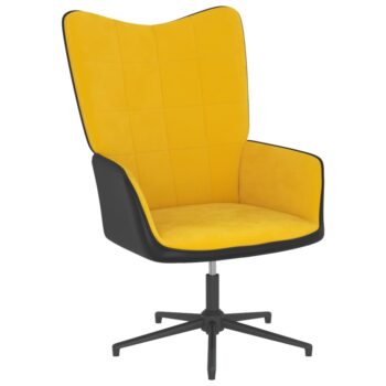 Stolica za opuštanje boja senfa od baršuna i PVC-a