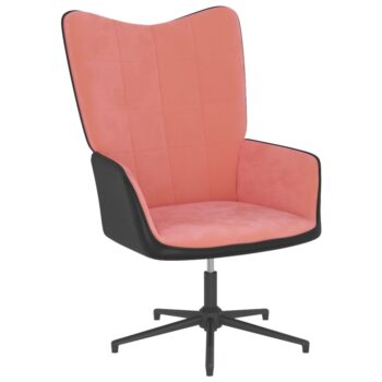Stolica za opuštanje ružičasta od baršuna i PVC-a