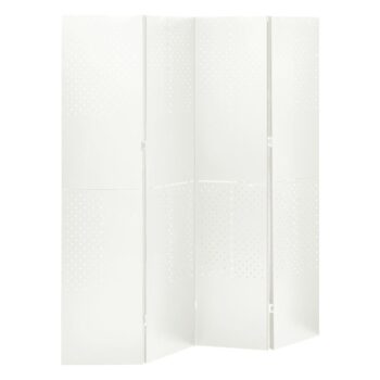 Sobna pregrada s 4 panela bijela 160 x 180 cm čelična