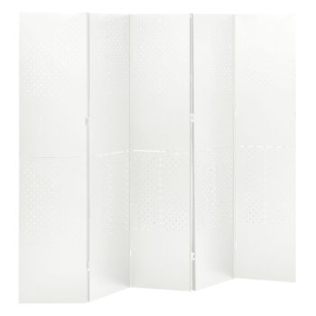Sobna pregrada s 5 panela bijela 200 x 180 cm čelična