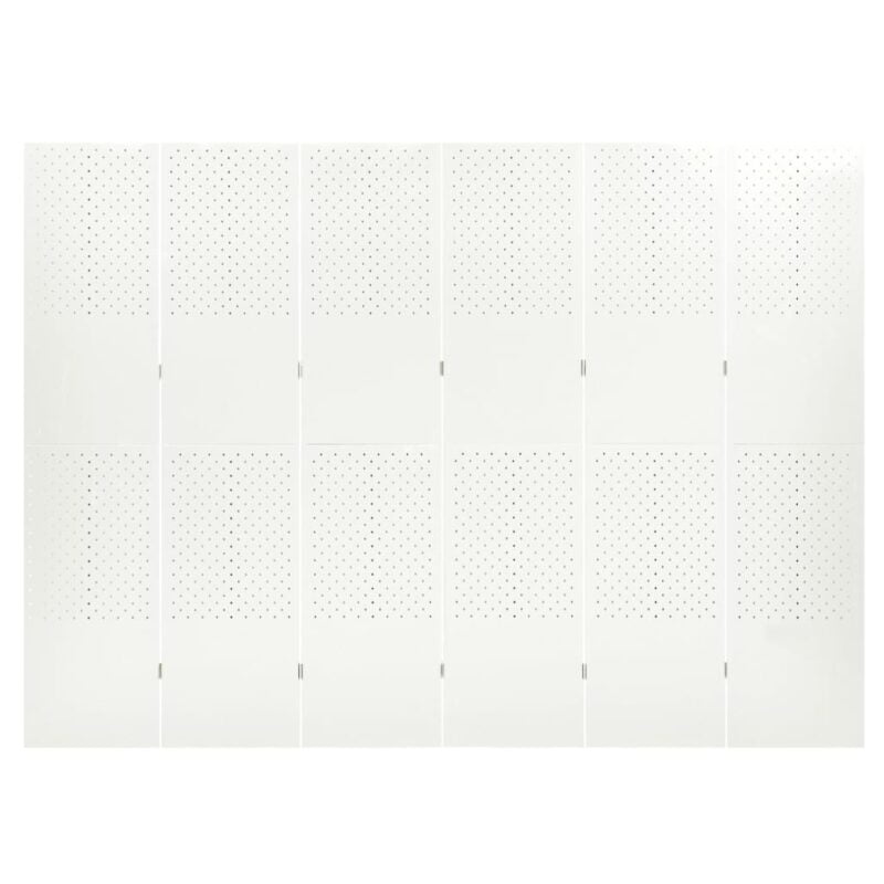 Sobna pregrada sa 6 panela bijela 240 x 180 cm čelična