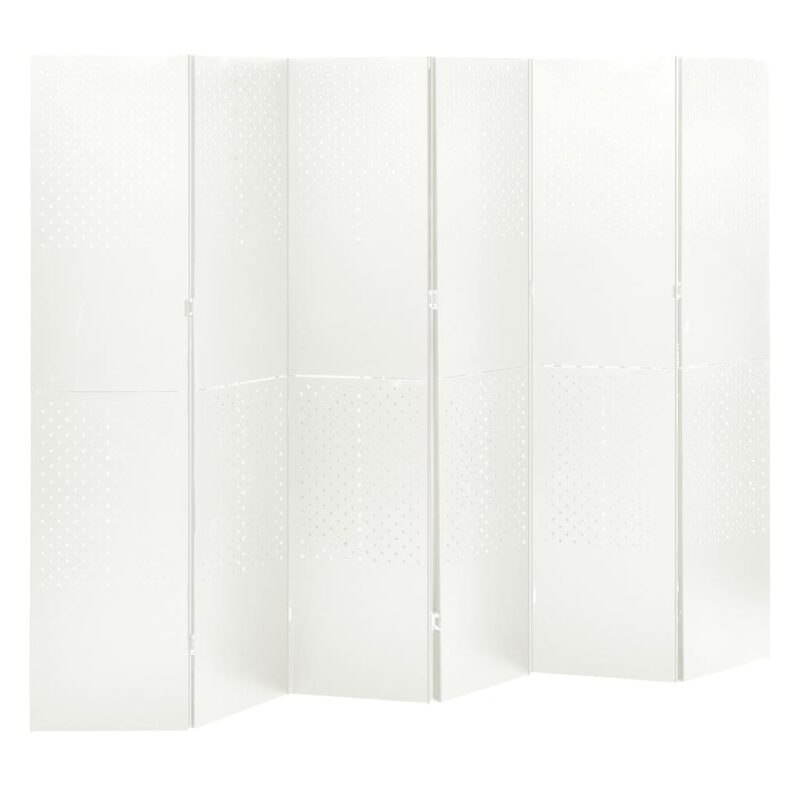 Sobna pregrada sa 6 panela bijela 240 x 180 cm čelična