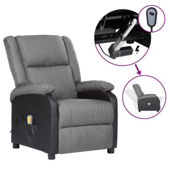 Električna masažna fotelja od umjetne kože i tkanine tamnosiva