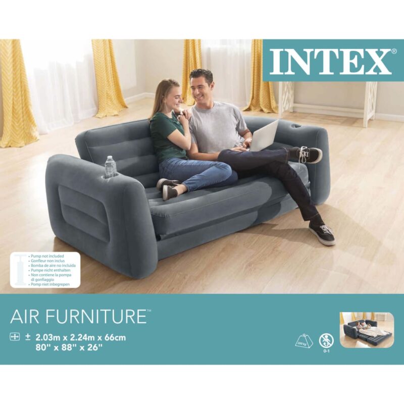 Intex kauč na razvlačenje sivi vinilni