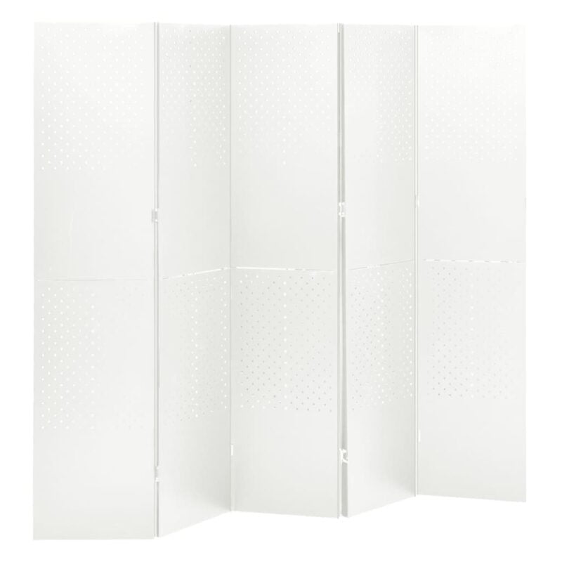 Sobne pregrade s 5 panela 2 kom bijele 200 x 180 cm čelične