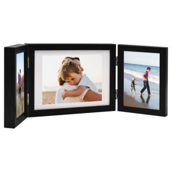 Trodijelni okvir za fotografije crni 22 x 15 cm + 2x (10x15 cm)