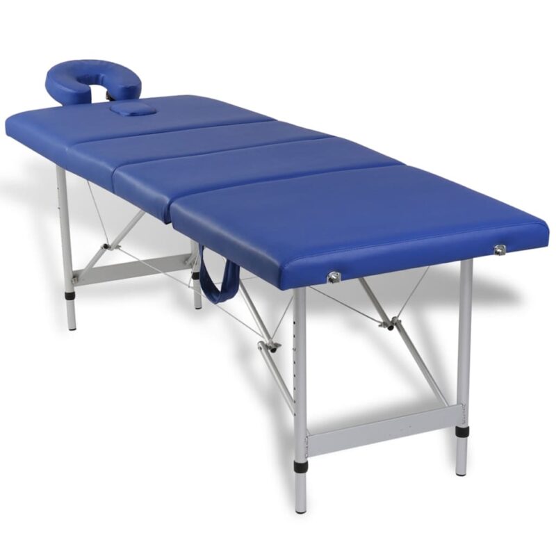 Plavi sklopivi masažni 4 - dijelni stol s aluminijskim okvirom