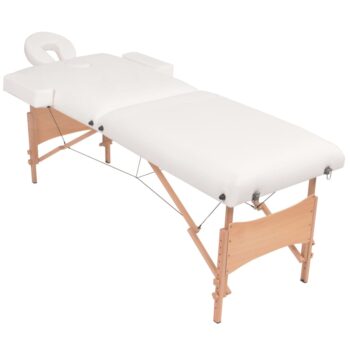 Set sklopivog dvodijelnog masažnog stola 10 cm i stolca bijeli