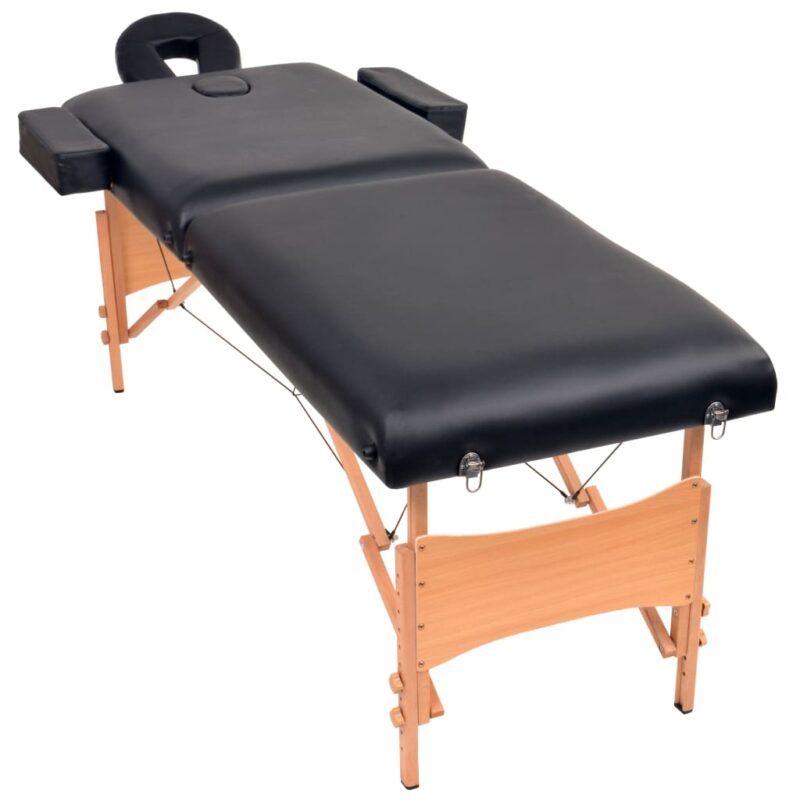 Sklopivi dvodijelni masažni stol debljine 10 cm crni