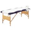 Sklopivi masažni stol s 2 zone drveni bijelo-ljubičasti