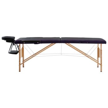 Sklopivi masažni stol s 2 zone drveni crni