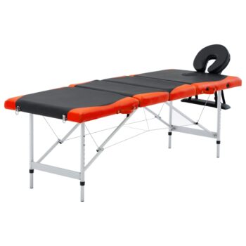Sklopivi masažni stol s 4 zone aluminijski crno-narančasti