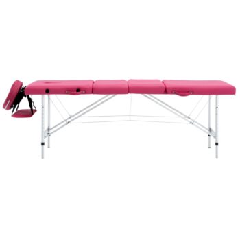 Sklopivi masažni stol s 4 zone aluminijski ružičasti