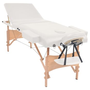 Sklopivi trodijelni masažni stol debljine 10 cm bijeli