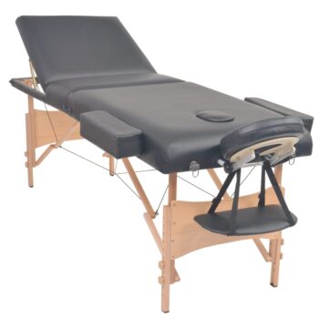 Sklopivi trodijelni masažni stol debljine 10 cm crni