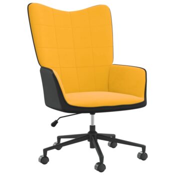 Stolica za opuštanje boja senfa od baršuna i PVC-a