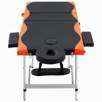 Sklopivi masažni stol s 3 zone aluminijski crno-narančasti