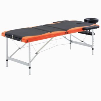 Sklopivi masažni stol s 3 zone aluminijski crno-narančasti