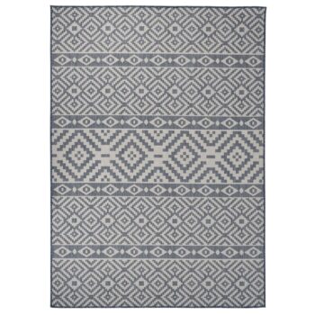 Vanjski tepih ravnog tkanja 120 x 170 cm plave pruge