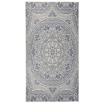 Vanjski tepih ravnog tkanja 80 x 150 cm plavi s uzorkom