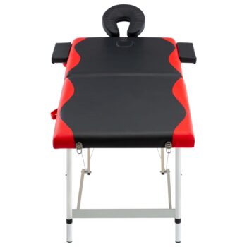 Sklopivi masažni stol s 2 zone aluminijski crno-crveni