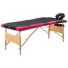Sklopivi masažni stol s 3 zone drveni crno-ružičasti