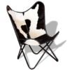 Butterfly stolica od goveđe kože crno bijela