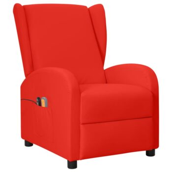Električna masažna fotelja krilni naslon crvena umjetna koža