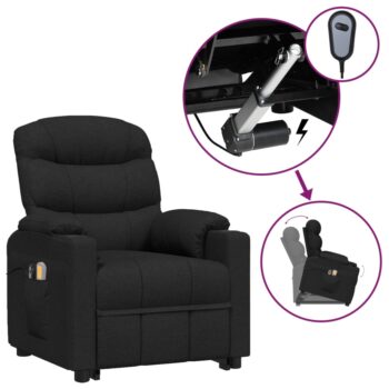 Električna masažna fotelja na podizanje od tkanine crni