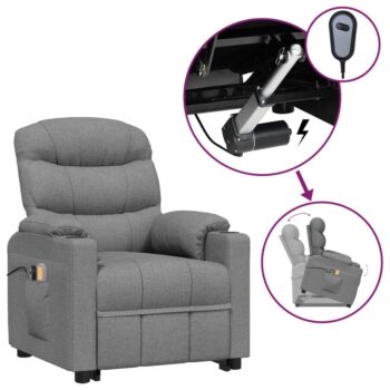 Električna masažna fotelja na podizanje od tkanine svjetlosivi