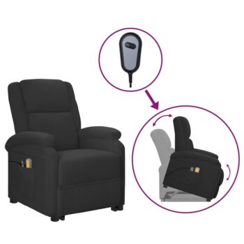 Električna masažna fotelja na podizanje od umjetne kože crna