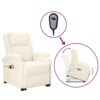 Električna masažna fotelja na podizanje od umjetne kože krem