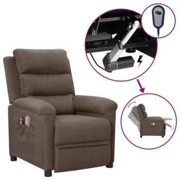 Električna masažna fotelja od tkanine smeđesiva