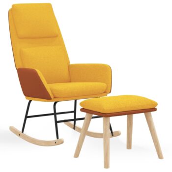 Stolica za ljuljanje od tkanine sa stolcem boja senfa
