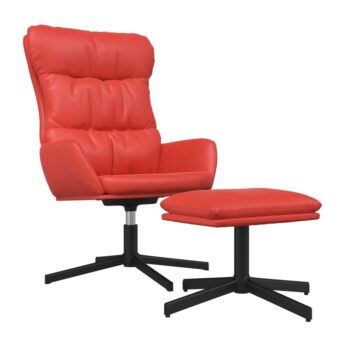 Stolica za opuštanje s osloncem za noge od umjetne kože crvena