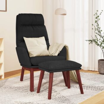 Stolica za opuštanje s tabureom od tkanine crna