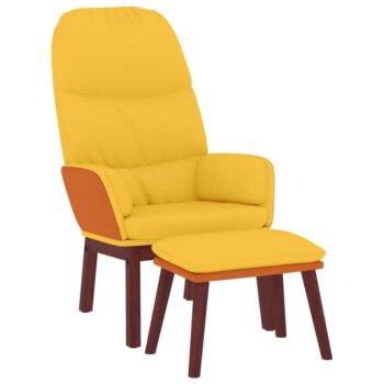 Stolica za opuštanje sa stolcem boja senfa od tkanine